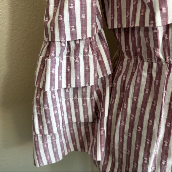 Anna Mason UK Sz 12 US Sz 8 Blouse Striped Ruffles - Picture 4 of 16